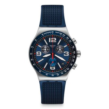Swatch BLUE GRID 金屬手錶/男錶/女錶/瑞士製造 YVS454 (43mm)