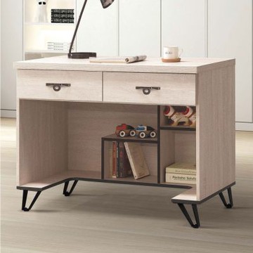 文創集 拉德曼3.5尺二抽鐵腳書桌-106x58x82-cm免組