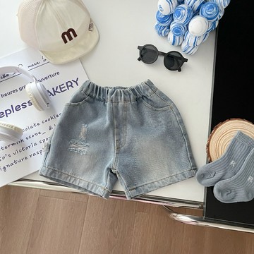 【四口甜】台灣現貨春夏新品66-90男寶女寶小童嬰幼兒牛仔復古刷色短褲