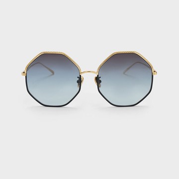 八邊形細金屬框墨鏡