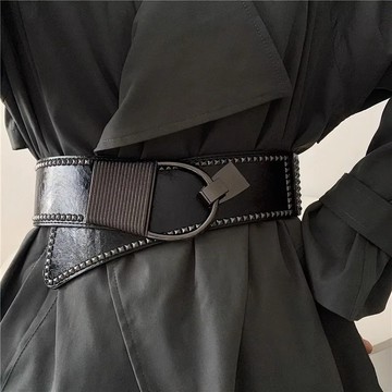 SSPD88_高級感寬腰帶女裝飾時尚彈性黑色女士腰封配時裝ins配件外搭大衣