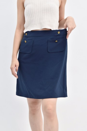 (XL) perng yuh特殊扣藍色短裙