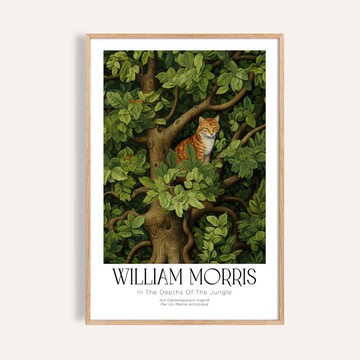 樹梢之貓 / 威廉莫里斯風格 貓咪掛畫 海報 畫芯 無框畫 裝飾畫