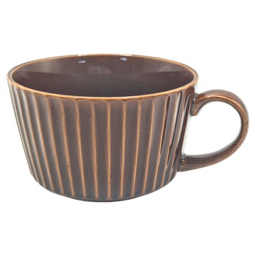 KEYUCA 拿鐵杯 貽釉十草 日本制 陶瓷 容量360mL 長13.5cm 寬10cm 高6.5cm  咖啡色  1個