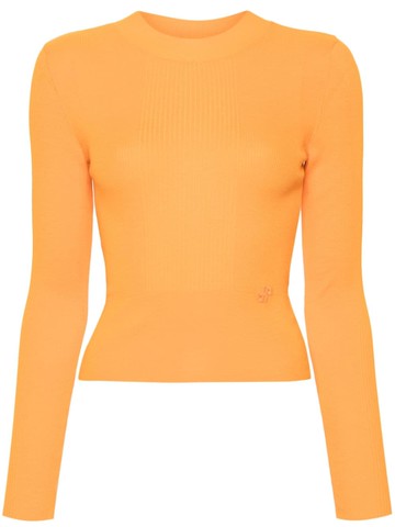 Patou - ribbed-knit jumper - women - Cotton/Polyester - M - Orange