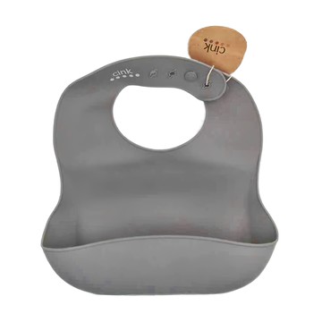 cink 矽膠立體圍兜 食品級矽膠材質 適用於6個月以上寶寶  海灰色  1件