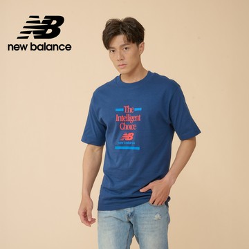 【New Balance】標語短袖上衣_男性_深藍色_MT43552NNY