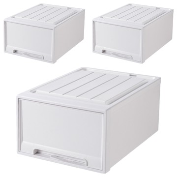 小麥購物 加厚抽屜式整理箱  純白  30.5 x 22 x 12cm  3個