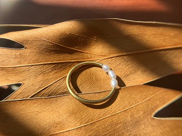 天然珍珠戒~~以黃銅純手工製作