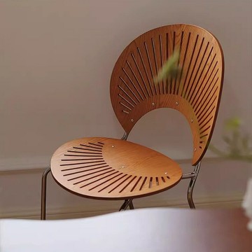 【含稅/免運】 北歐貝殼太陽椅實木復古家用網紅ins創意簡約化妝休閑輕奢貝殼椅