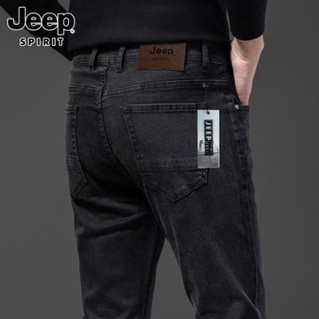 吉普黑色牛仔褲男士2026年春季新款潮流修身小腳休閑水洗長褲子男