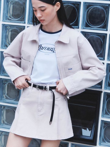 Summer Denim ZipUp Jacket Pale Pink (KE4311M51Y)