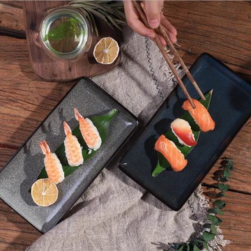 壽司盤子長方形盤刺身盤三文魚盤蒸魚盤長條陶瓷日式家用餐廳酒店