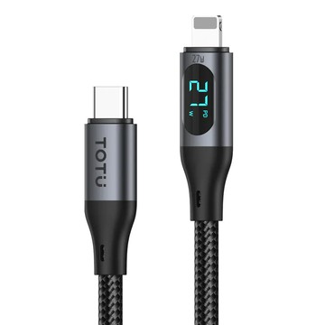 TOTU 拓途 Type-C to Lightning數顯編織快充傳輸線 27W 1.2M  灰色  1條