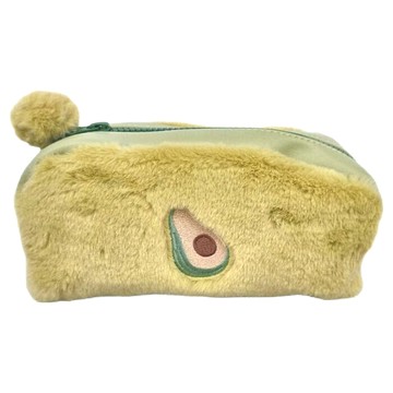 酪梨化妝包  絨布人造皮革  超大容量  220 x 150 x 75mm  綠色