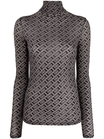PINKO - Love Birds-print mesh top - women - Spandex/Elastane/Polyamide - XS - Black