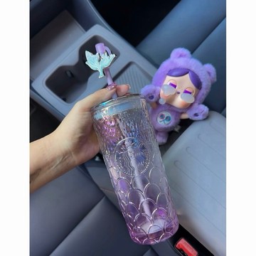 在台現貨♡【中國限定】星巴克STARBUCKS海底綺遇系列🧜魚鱗漸變玻璃吸管杯水杯配吸管套