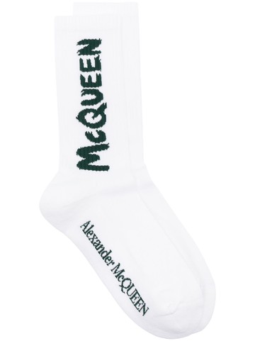 Alexander McQueen - intarsia knit-logo socks - men - Spandex/Elastane/Polyamide/Cotton - L - White