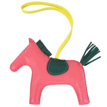 Hermes 愛馬仕 RODEO GM小羊皮手工馬兒吊飾(大/杜鵑粉)