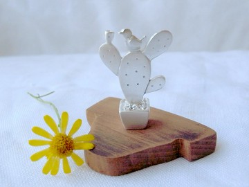 和諧 ‧ 仙人掌盆栽 ‧ 多肉植物 | 純銀項鍊墜子 | 含18吋銀鍊