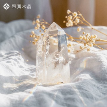 【帶藍針白水晶柱】水晶原礦 擺件 聚寶盆 招財 開運 白水晶 紫水晶 直播 聚寶水晶