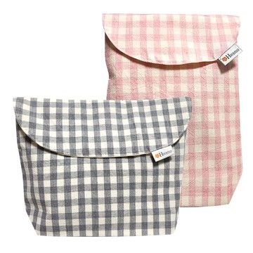 HWAMO BABY 經典格紋防水尿布包兩件組  灰色 + 粉紅色  橫式 26 x 20 x 6cm  直式 19 x 24 x 6cm