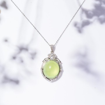 豐碩|葡萄石 心輪 思慮清晰 寶石項鍊 925純銀 HL29-24