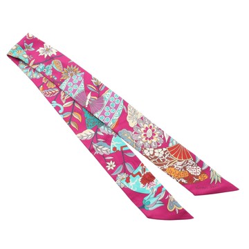 HERMES 愛馬仕 Fleurs et Papillons de Tissus Twilly 絲巾 紫色 絲綢 【二手名牌BRAND OFF】