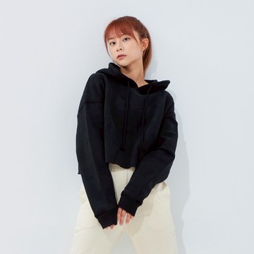 Mori girl 厚刷毛棉帽T 黑