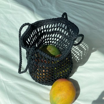 黑色夏季度假風沙灘網袋托特包