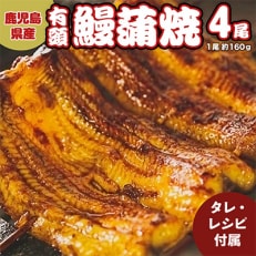 鹿児島県産うなぎ蒲焼　約160g×4尾