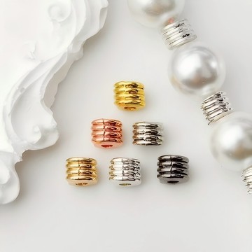 ADJ1175【單色滿100件送30件】14K包金色保色大孔三層桶珠 diy飾品配件手鍊 項鍊串珠手工編繩材料