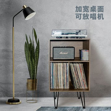 {新品上市}黑膠唱機柜黑膠唱片機雙層收納柜子唱片機置物架桌