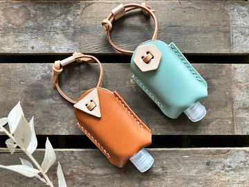 搓手液皮套 好好縫 皮革材料包 植鞣 DIY 防疫消毒 吊飾 鑰匙扣