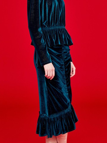 GLITTER VELVET SKIRT_GREEN