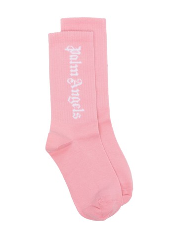Palm Angels Kids - intarsia-knit logo stretch-cotton socks - kids - Cotton/Elastane/Polyamide - II - Pink