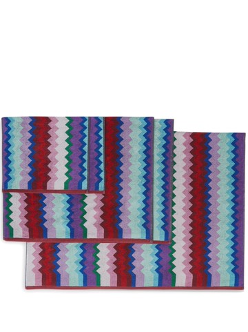 Missoni Home - zigzag-pattern bath towels (set of five) - unisex - Cotton - One Size - Multicolour
