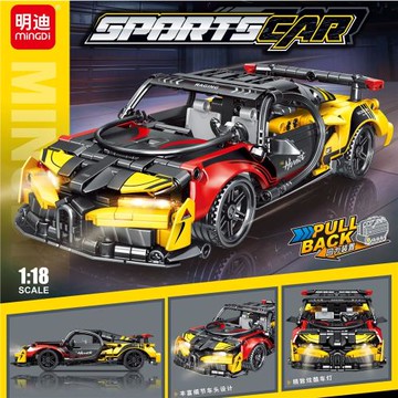 新款回力邁楷輪跑車賽車小顆粒積木玩具益智拼裝兒童男孩玩具禮物