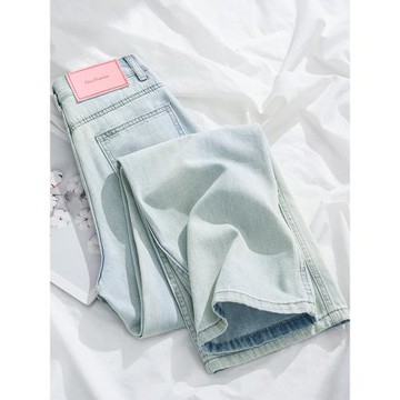 淺色直筒牛仔褲女秋冬爆款2025新款高腰垂感寬松遮胯窄版闊腿褲子