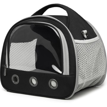 SPACE CAT 小動物透明視窗外出提籠  黑色  1個