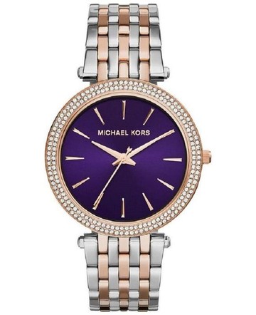 『Marc Jacobs旗艦店』美國代購 Michael Kors時尚紫色精鋼鑲鑽錶圈超薄手錶｜MK