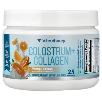 Vitauthority, 初乳 + 膠原蛋白，橙子奶油味，3.81 盎司（108 克）