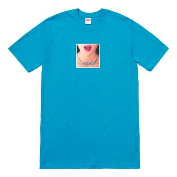 Supreme SS18 Necklace Tee Cyan Printing Short Sleeve Unisex Lake Blue
