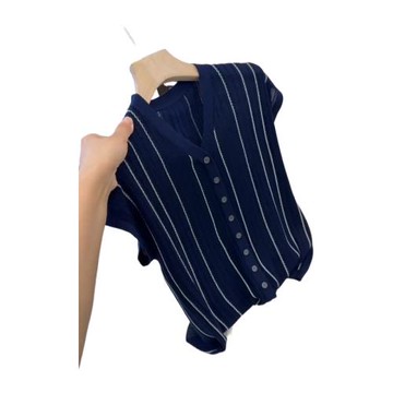 大碼女裝高級感短袖針織t恤夏季新款微胖mm遮肉顯瘦時尚氣質上衣