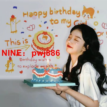 [台灣公司貨 可開發票]網紅生日快樂投影燈拍照道具ins風裝飾場景氛圍布置投影儀背景