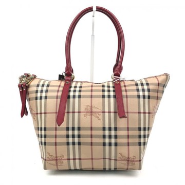 burberry杏色格紋帆布手提包