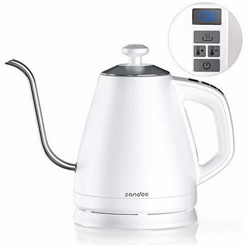 Sandoo 電気ケトル 1 0l 1 単位で設定 温度調節ケトル 細口 コーヒー ドリップ ポット Ledデジタル温度表示 保温 ステンレス 電気ポット 保温 急速沸かし 自 通販 Lineポイント最大get Lineショッピング