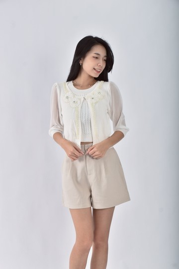 (S) 珍珠白色罩衫