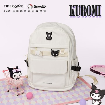三麗鷗 Zgo Sanrio Kuromi 雙肩包女時尚大容量高中大學生書包韓版女生禮物26006C