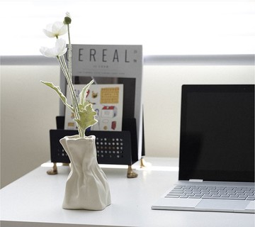 聞說 簡約褶皺日式紙袋小花瓶插花擺件